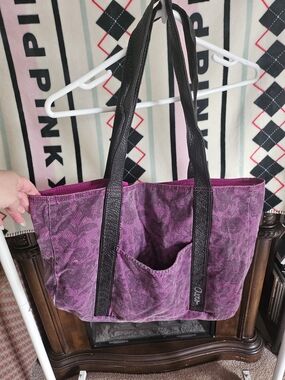 Aero Distressed Purple Canvas Tote Bag with Black Straps